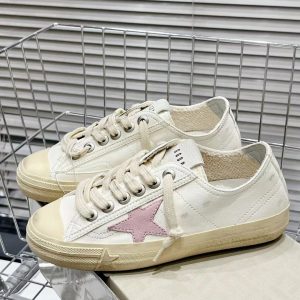 Golden Goose White Leather Sneakers Pink Star Shoes
