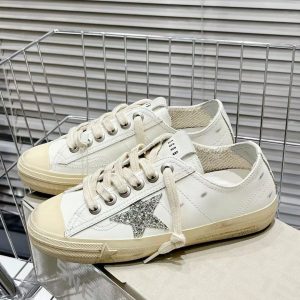 Golden Goose White Distressed Star Low Top Sneakers