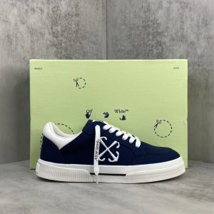 Off-White Low Top Navy Canvas Sneakers White Logo Shoes