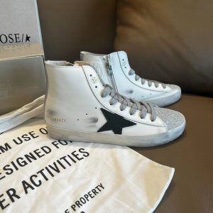 Golden Goose Francy White Glitter Star High Top Shoes