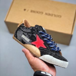 Golden Goose Ball Star Black Sequin Red Star Shoes