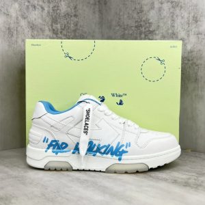 ShoesOff White Low Top Sneakers White Blue Graffiti