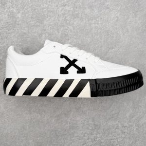 Off-White White Sneakers with Black Stripe Platform Sole