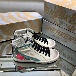 Golden Goose Hi Star Sneakers White Glitter Pink