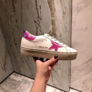 Golden Goose White Sneakers with Pink Star Detail