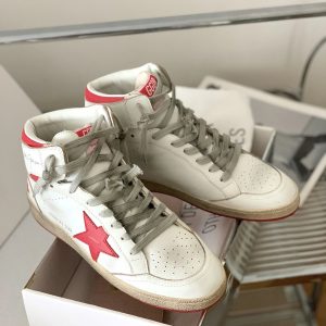 Golden Goose White High Top Sneakers Red Star