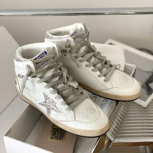 Golden Goose White Distressed Star High Top Sneakers