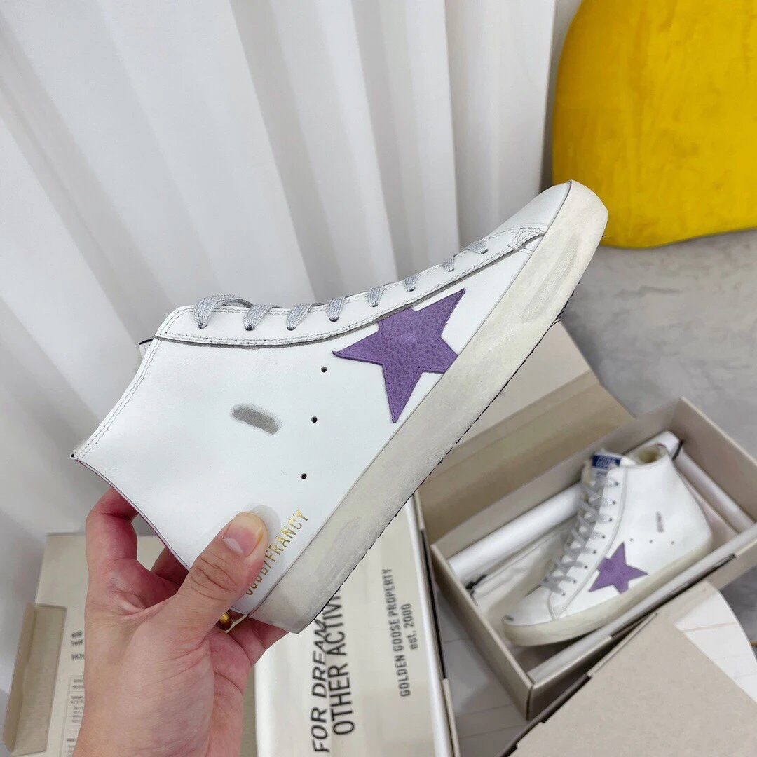 Golden Goose Mid Star White Purple Leather Sneakers - Buy at OopBuy