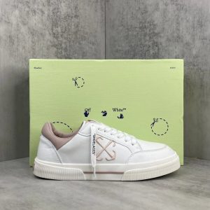 Off-White White Leather Low Top Casual Sneakers Shoes