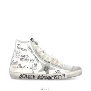 Golden Goose White Graffiti High Top Sneakers