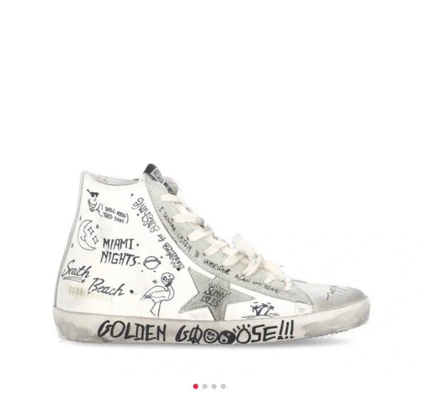 Golden Goose White Graffiti High Top Sneakers - Buy at OopBuy