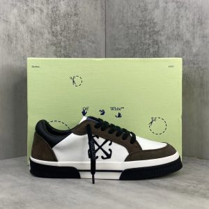 Off White Low Top Sneakers White Brown Casual Shoes
