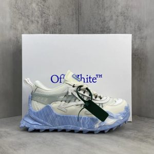 Off-White White Blue Chunky Sneakers Casual Lace-Up Shoes