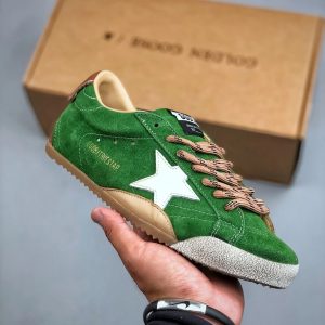 Golden Goose Ball Star Green Suede Low Top Sneakers