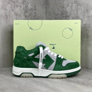 Off-White Green Suede Low Top Sneakers Shoes
