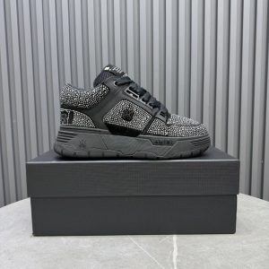 Amiri Skel Top Low Grey Rhinestone Sneakers Shoes