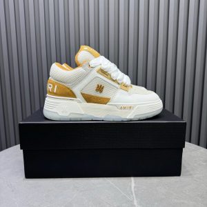 Amiri White Gold Low Top Luxury Sneakers Shoes