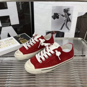 Golden Goose Red Canvas Low Top Sneakers