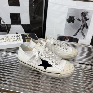 Golden Goose White Leather Black Star Low Top Sneakers