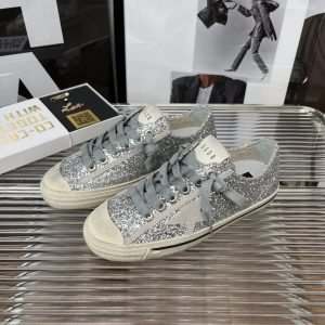 Golden Goose Silver Glitter Low Top Sneakers
