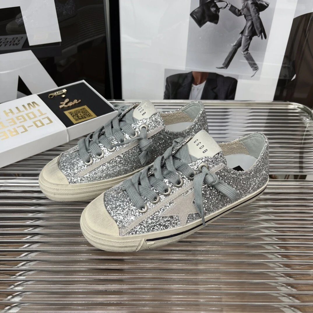 Golden Goose Silver Glitter Low Top Sneakers - Buy at OopBuy