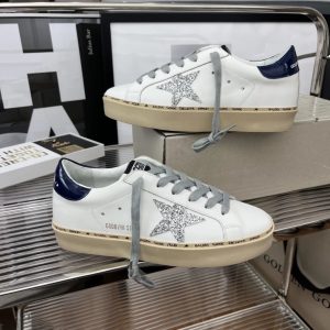 Golden Goose White Star Sneakers Navy Heel Casual Shoes