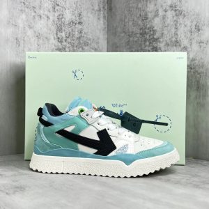 ShoesOff White Low Top Sneakers Mint Blue Suede