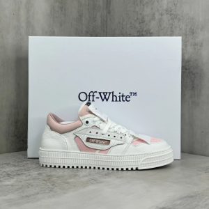 Off-White White Pink Low-Top Casual Sneakers