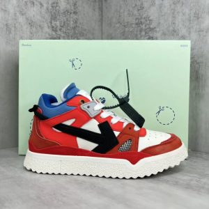 Off-White Red Blue Low Top Sneakers Chunky Sole Shoes