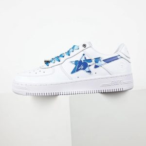 BAPE Sta White Blue ABC Camo Low Top Sneakers