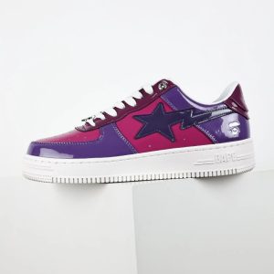 BAPE STA Purple Burgundy Star Low-Top Sneakers