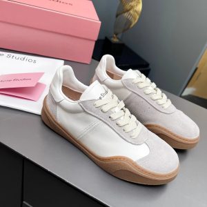 Acne Studios White Suede Leather Gum Sole Sneakers