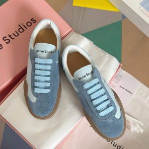 Acne Studios Blue Suede Low Top Sneakers Gum Sole