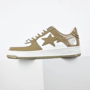 BAPE BAPESTA Low-Top Star Sneakers Beige Brown
