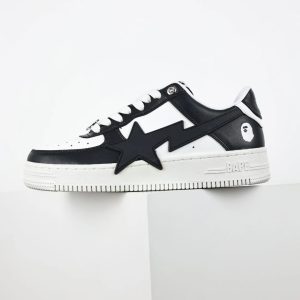 BAPE Bapesta Black White Low Top Casual Sneakers