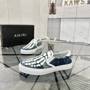 Amiri Skeleton Slip-On Denim Blue Skate Sneakers Shoes