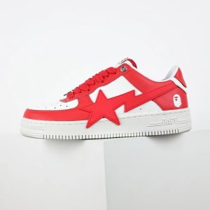 BAPE Red White Star Low Top Sneakers