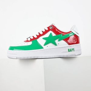 BAPE Green Red Star Low Top Sneakers