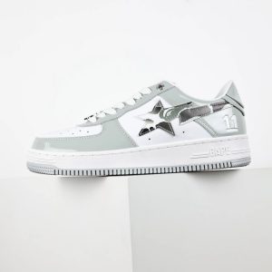 A Bathing Ape BAPE STA #11 White Silver Low Top Sneakers