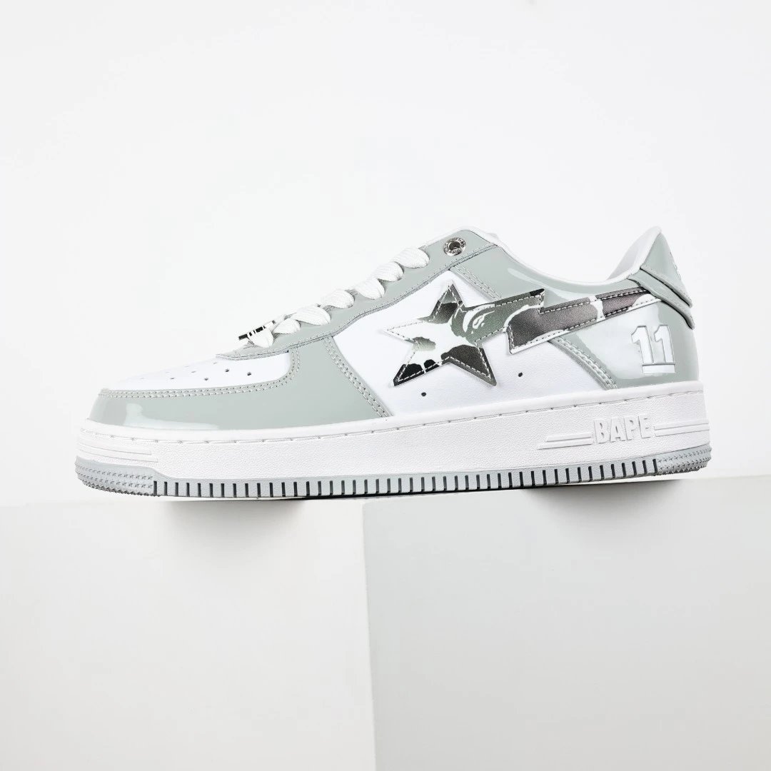 A Bathing Ape A Bathing Ape BAPE STA #11 White Silver Low Top Sneakers - Buy at OopBuy