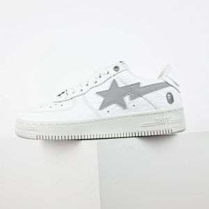 BAPE STA White Grey Star Low-Top Sneakers