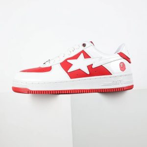 A Bathing Ape BAPE STA White Red Low Top Sneakers