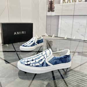 Amiri Skel Toe Blue Denim Slip-On Sneakers