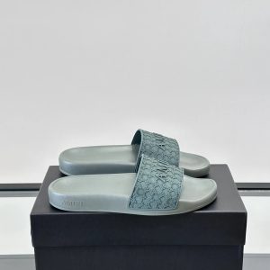 Amiri Light Blue Embossed Logo Slide Sandals Shoes