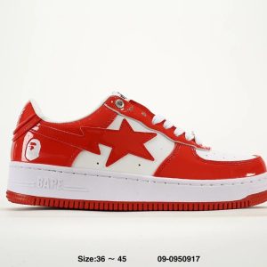 BAPE Red White Star Low Top Casual Sneakers