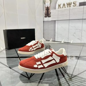 Amiri Skeleton Low Top Red White Suede Sneakers