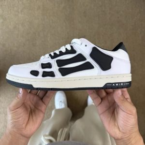 Amiri Mens White Black Low Top Leather Sneakers