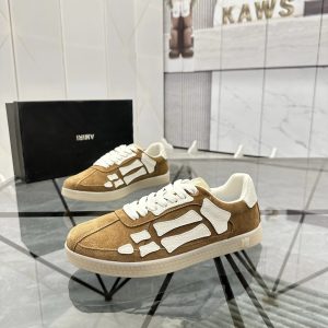 Amiri Skeleton Suede Low Top Sneakers Brown White