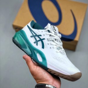 ASICS White Teal Running Shoes Athletic Sneakers