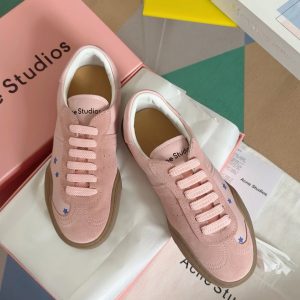 Acne Studios Pink Suede Star Lace-Up Sneakers Shoes
